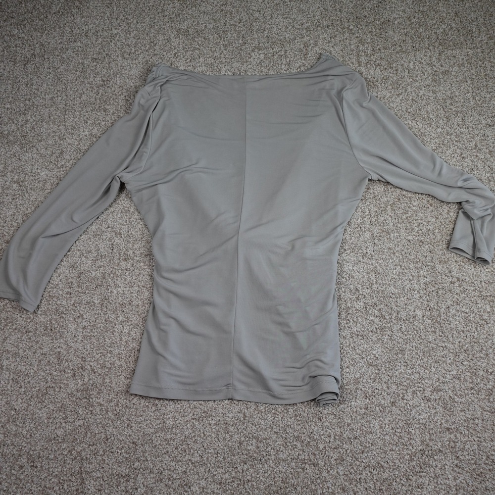 New York & Company Womens Twist Front V-Neck Top Grey 3/4 Sleeve Medium - Picture 4 of 5